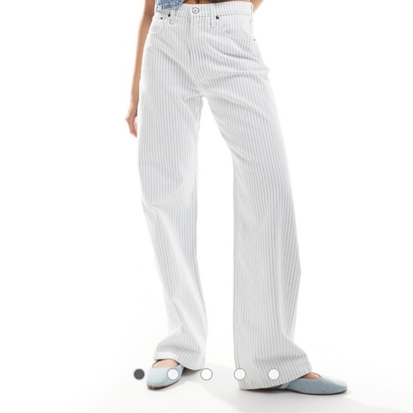 Abercrombie High Rise The Loose Jeans in Blue + White Stripe 30 Long - Picture 4 of 10